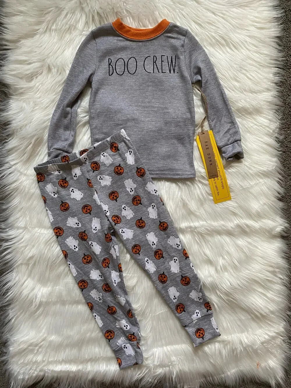 Rae Dunn Halloween “BOO CREW” Gender Neutral Soft Pajama Set- NWT Sz 4t